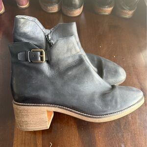Cole Haan Black Leather Ankle Boots with Buckle